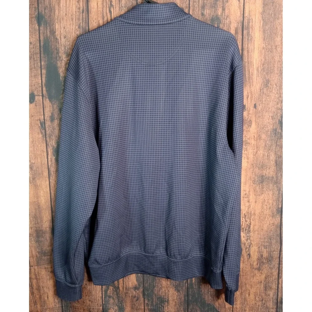 Donald Ross Mens Navy Blue Micro Grid Quarter Zip Golf Pullover Large RN127277